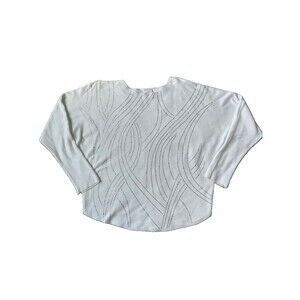 Lana Women’s Sweater XL White Silver Rhinestone Embellished Dolman Sleeve Knit